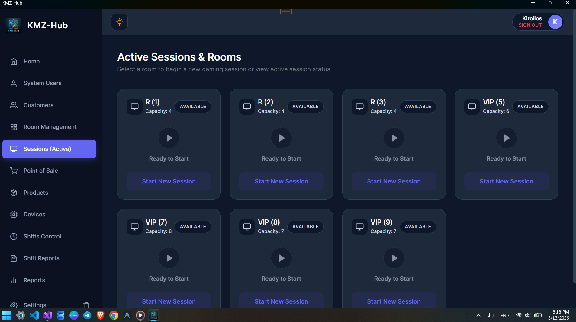 Sessions List
